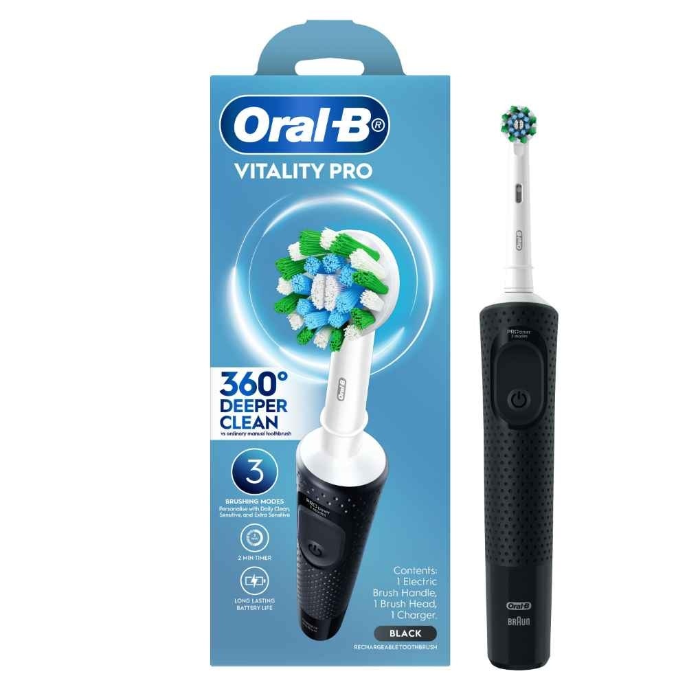 Vitality Pro Electric Toothbrush Black - Deep Clean 1s