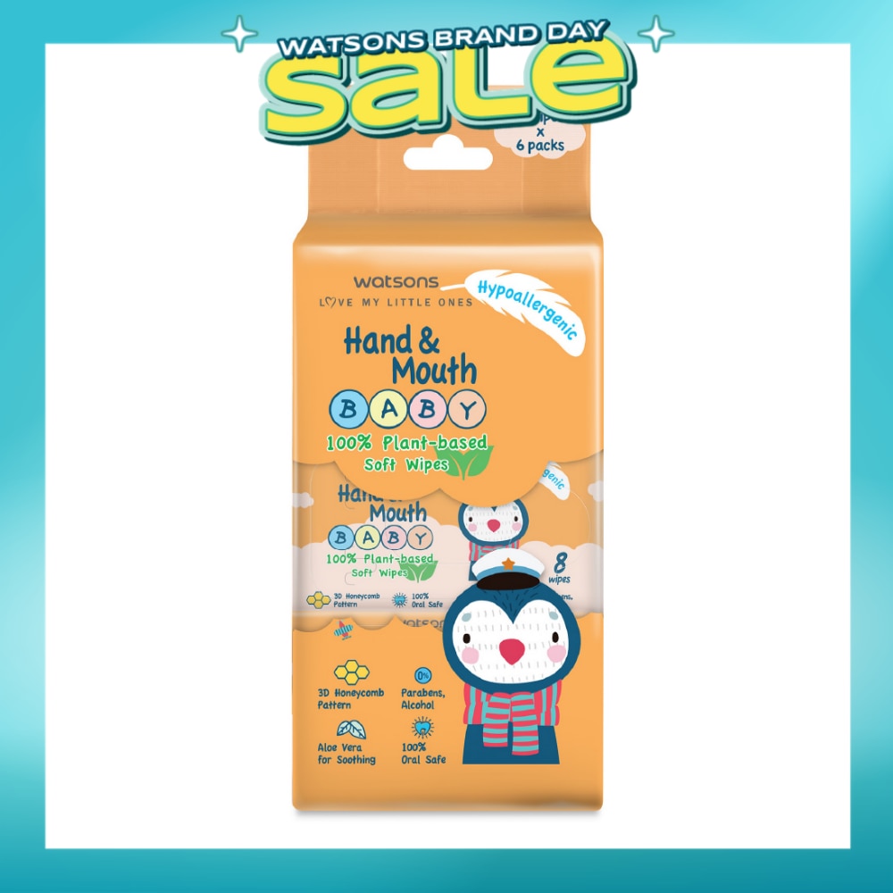 Super Mini Hand & Mouth Baby Wipes 8s x 6