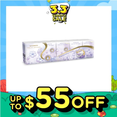 WATSONS Velvet Mini Hankies White Musk Scented3-Ply 10s X 10