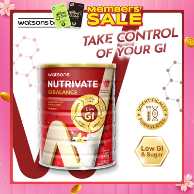 WATSONS Nutrivate GI Balance Adult Nutrition With Vanilla Flavour (Low Sugar) 850g