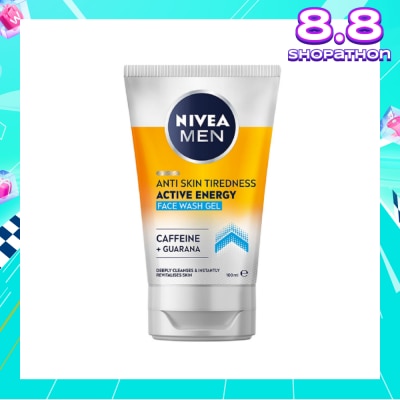 NIVEA Active Energy Revitalising Face Wash for Men (Deep Clean & Energy Boost) 100ml