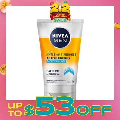 NIVEA Active Energy Revitalising Face Wash for Men (Deep Clean & Energy Boost) 100ml