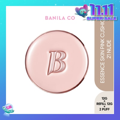 BANILA CO Essence Skin Pink Cushion SPF50+ PA+++ 21 Nude 12g + Refill 12g + Puff