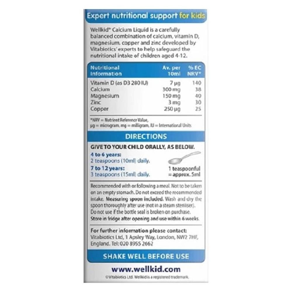 Wellkid Calcium Liquid Natural Orange Flavour (For 4 to 12yrs old) 150ml