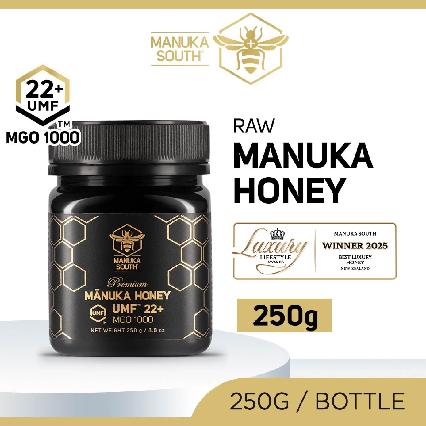 UMF 22+ MGO1000 Manuka Honey (Authentic 100% New Zealand Manuka Honey) 250g