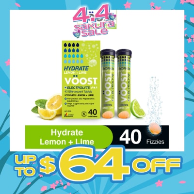 VOOST Hydrate Lemon + Lime Effervescent Electrolyte Tablet 40s