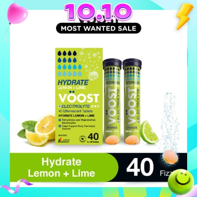 VOOST Hydrate Lemon + Lime Effervescent Electrolyte Tablet 40s image