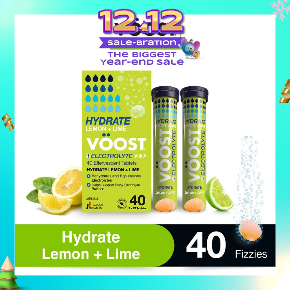 Hydrate Lemon + Lime Effervescent Electrolyte Tablet 40s