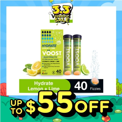 VOOST Hydrate Lemon + Lime Effervescent Electrolyte Tablet 40s