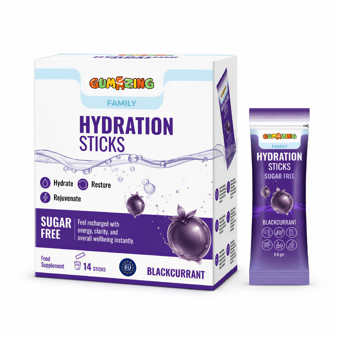 Family Hydration Sticks Sugar Free with Blackcurrant Flavour 14s image