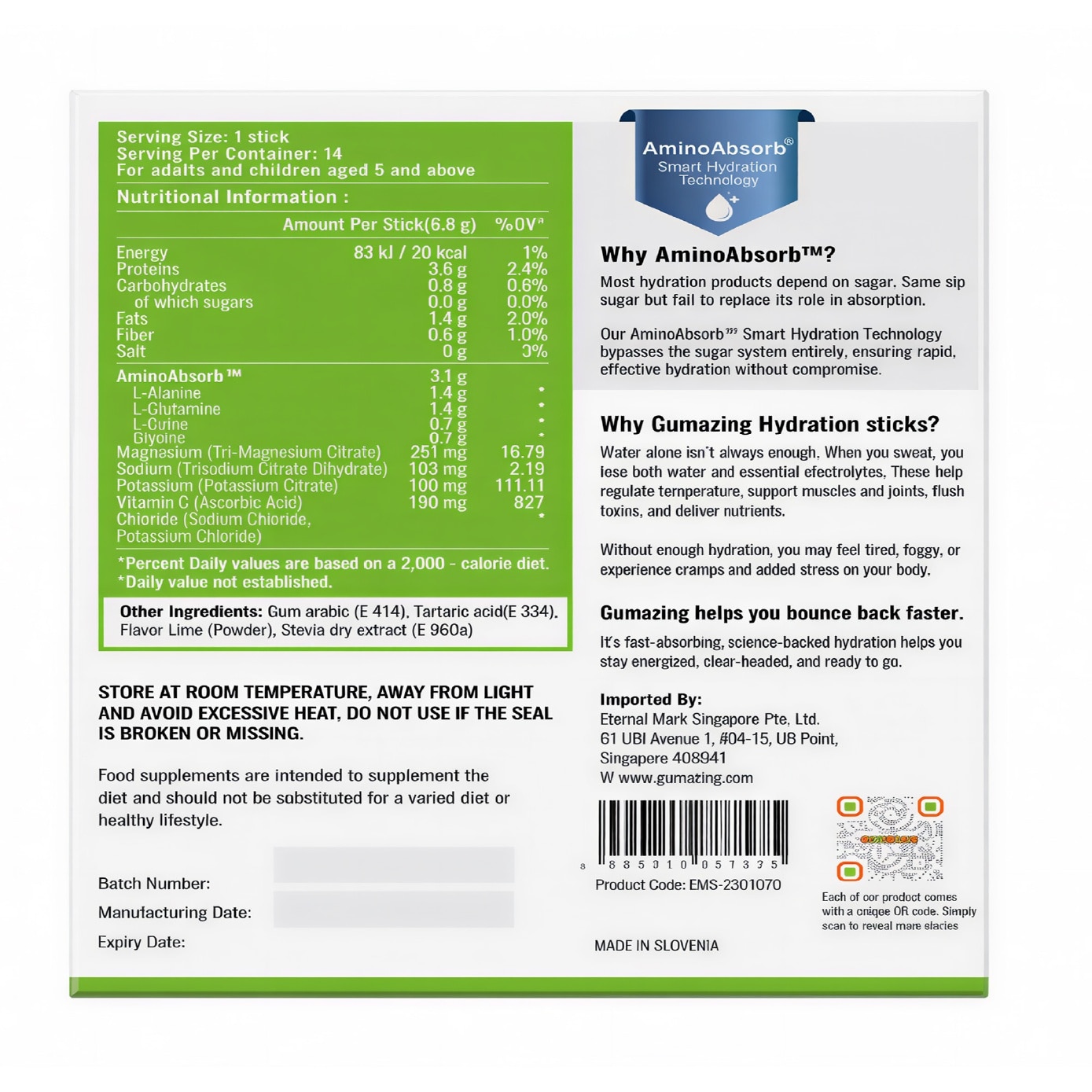 Family Hydration Sticks Sugar Free with Lime Flavour 14s image