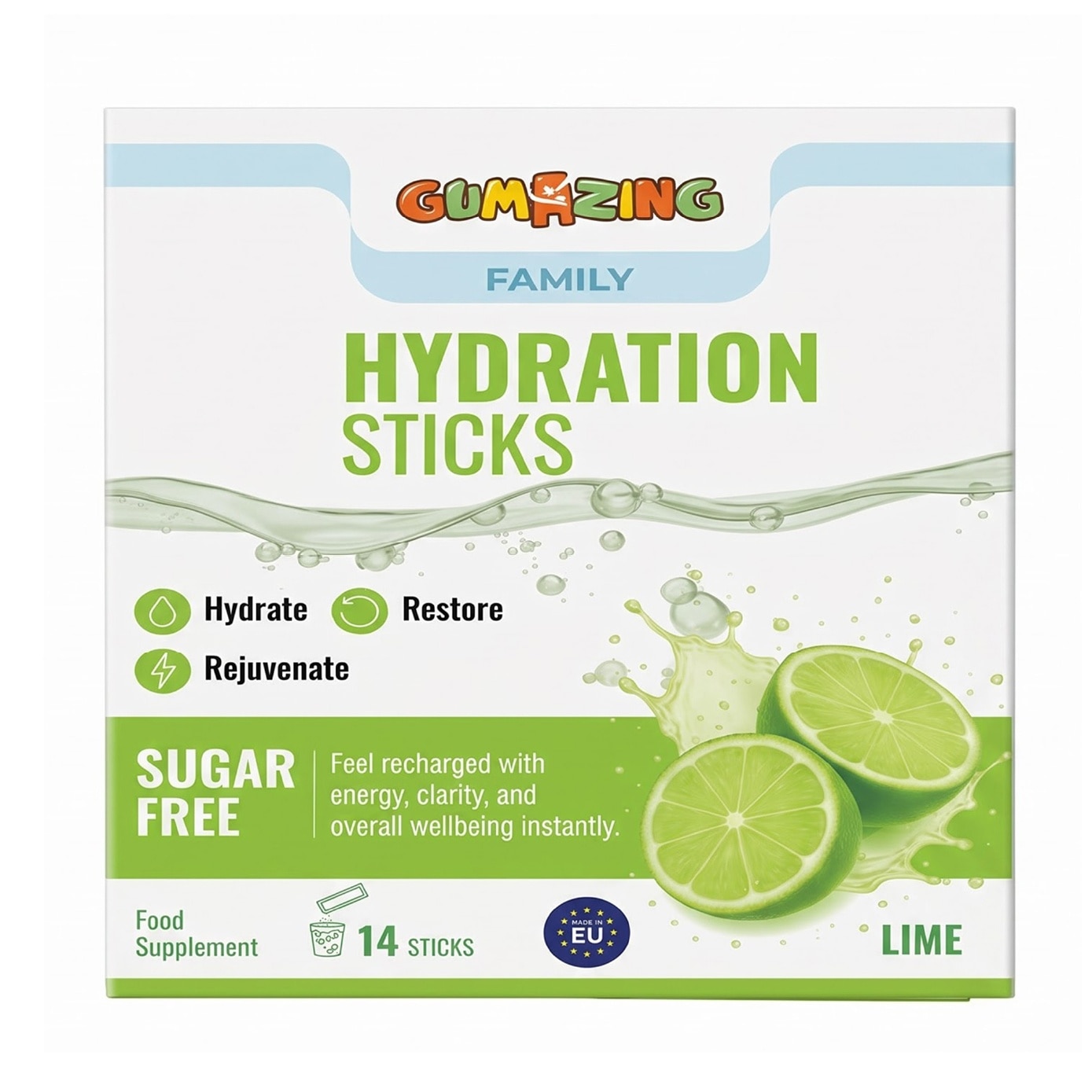 Family Hydration Sticks Sugar Free with Lime Flavour 14s image