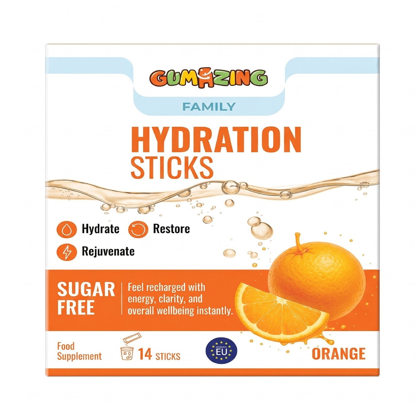 Family Hydration Sticks Sugar Free with Orange Flavour (Citrus Zest) 14s image