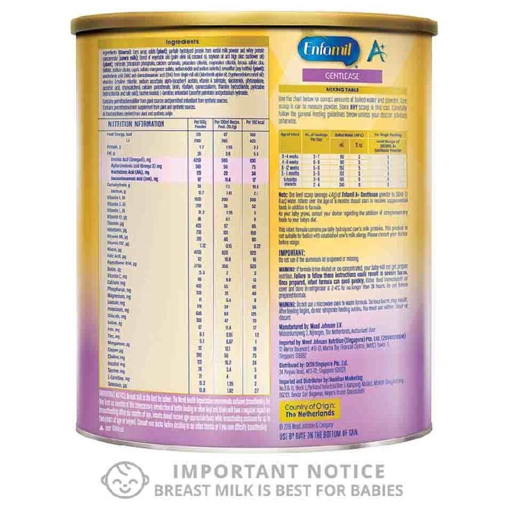 Gentlease Infant Baby Milk Powder Formula DHA+ Stage 1 (For 0mth - 12mths) 800g