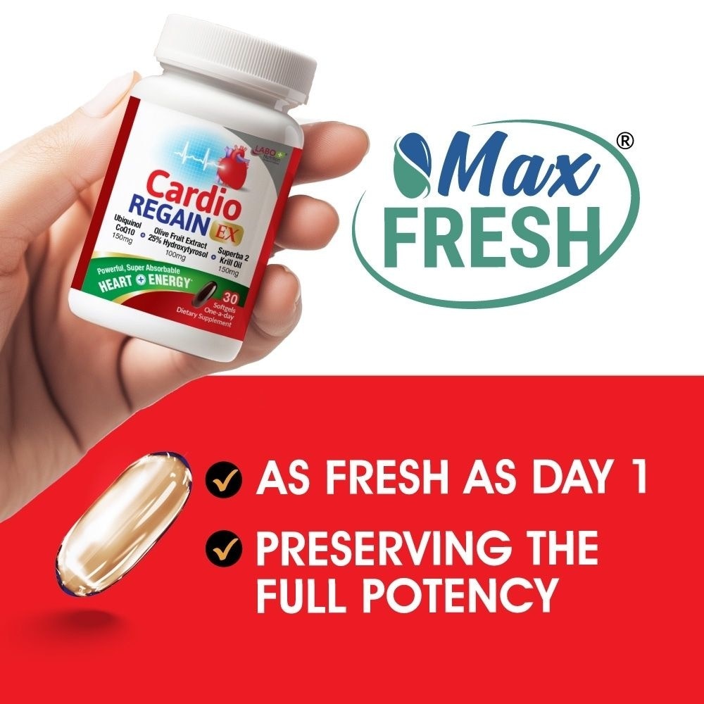 CardioREGAIN EX Active Ubiquinol CoQ10 Softgels (Heart Health, Cellular Energy, Stable Heartbeat, Blood Pressure & Blood Lipid) 30s