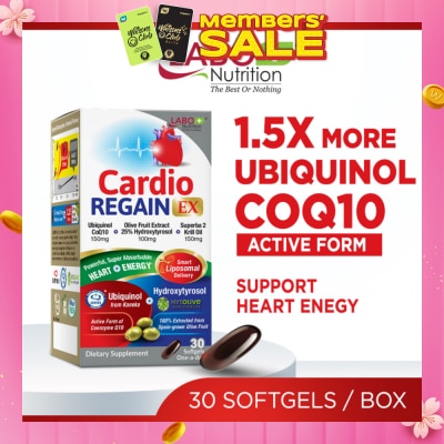 LABO NUTRITION CardioREGAIN EX Dietary Supplement Softgel (Active Form Ubiquinol CoQ10 For Heart Health, Cellular Energy, Stable Heartbeat, Blood Pressure & Blood Lipid) 30s