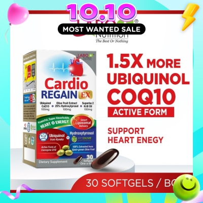 LABO NUTRITION CardioREGAIN EX Active Ubiquinol CoQ10 Softgels (Heart Health, Cellular Energy, Stable Heartbeat, Blood Pressure & Blood Lipid) 30s image