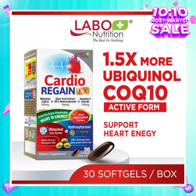 LABO NUTRITION CardioREGAIN EX Dietary Supplement Softgel (Active Form Ubiquinol CoQ10 For Heart Health, Cellular Energy, Stable Heartbeat, Blood Pressure & Blood Lipid) 30s