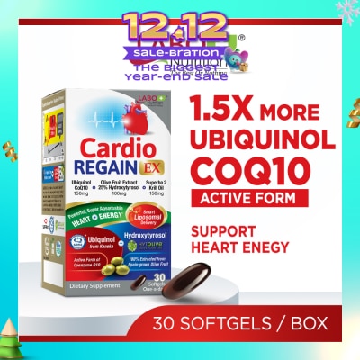 LABO NUTRITION CardioREGAIN EX Dietary Supplement Softgel (Active Form Ubiquinol CoQ10 For Heart Health, Cellular Energy, Stable Heartbeat, Blood Pressure & Blood Lipid) 30s