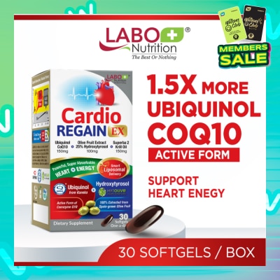 LABO NUTRITION CardioREGAIN EX Dietary Supplement Softgel (Active Form Ubiquinol CoQ10 For Heart Health, Cellular Energy, Stable Heartbeat, Blood Pressure & Blood Lipid) 30s