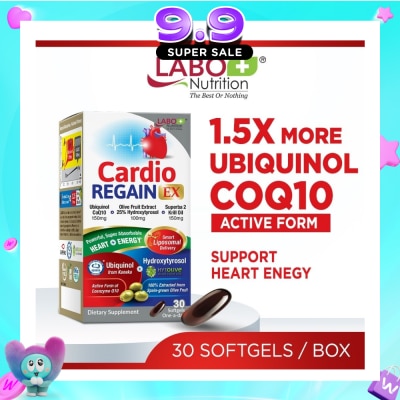 LABO NUTRITION - CardioREGAIN EX Active Ubiquinol CoQ10 Softgels (Heart Health, Cellular Energy, Stable Heartbeat, Blood Pressure & Blood Lipid) 30s image