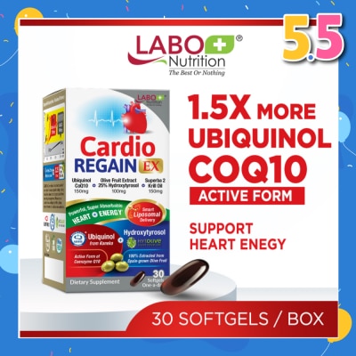 LABO NUTRITION CardioREGAIN EX Dietary Supplement Softgel (Active Form Ubiquinol CoQ10 For Heart Health, Cellular Energy, Stable Heartbeat, Blood Pressure & Blood Lipid) 30s