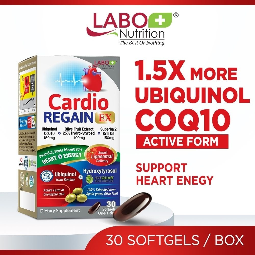 CardioREGAIN EX Active Ubiquinol CoQ10 Softgels (Heart Health, Cellular Energy, Stable Heartbeat, Blood Pressure & Blood Lipid) 30s