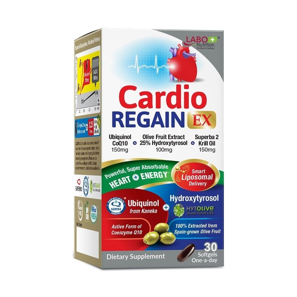 CardioREGAIN EX Active Ubiquinol CoQ10 Softgels (Heart Health, Cellular Energy, Stable Heartbeat, Blood Pressure & Blood Lipid) 30s