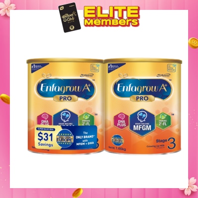 ENFAGROW PRO A+ Milk Powder Formula for Children With MFGM & DHA+ Stage 3 (For 1yr - 3yr old) 2s x 1.65kg