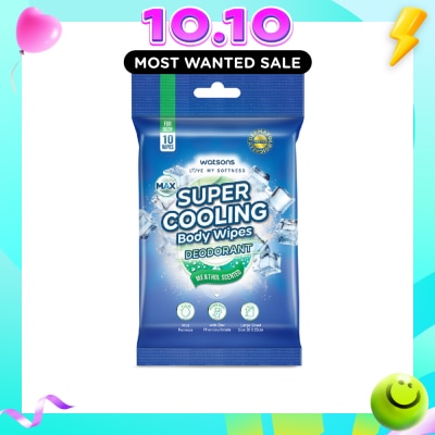 WATSONS Super Cooling Deodorant Body Wipes Menthol Scented 10s image