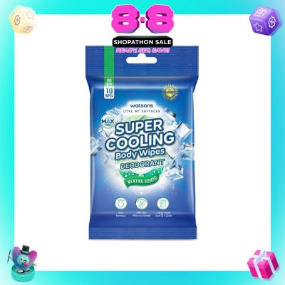 WATSONS - Super Cooling Deodorant Body Wipes Menthol Scented 10s
