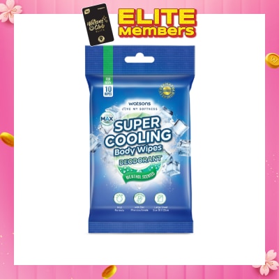 WATSONS Super Cooling Deodorant Body Wipes Menthol Scented 10s