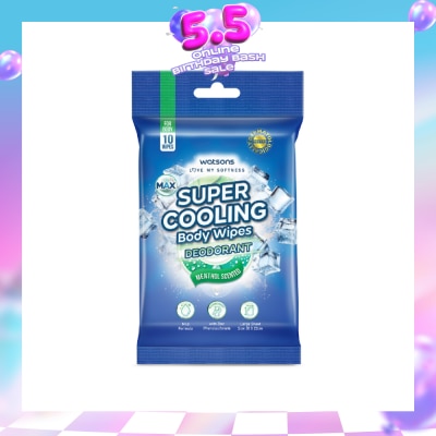 WATSONS - Super Cooling Deodorant Body Wipes Menthol Scented 10s