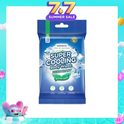WATSONS - Super Cooling Deodorant Body Wipes Menthol Scented 10s