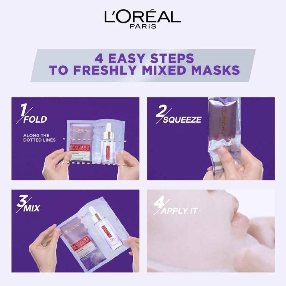 L'oreal Paris Revitalift Hyaluronic Acid Plumping Fresh Mix Serum Mask Sheets 5s