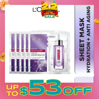 L'OREAL PARIS SKINCARE L'oreal Paris Revitalift Hyaluronic Acid Plumping Fresh Mix Serum Mask Sheets 5s