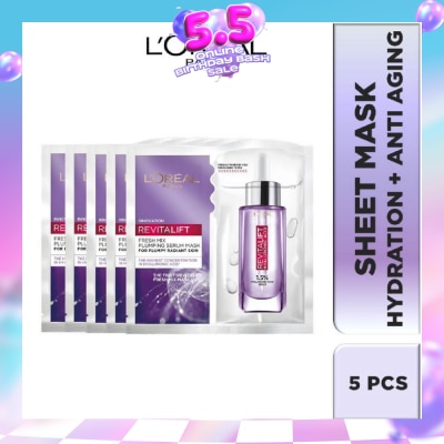 L'OREAL PARIS SKINCARE - L'oreal Paris Revitalift Hyaluronic Acid Plumping Fresh Mix Serum Mask Sheets 5s