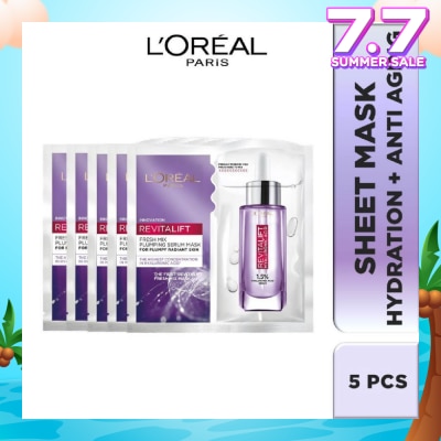 L'OREAL PARIS SKINCARE L'oreal Paris Revitalift Hyaluronic Acid Plumping Fresh Mix Serum Mask Sheets 5s