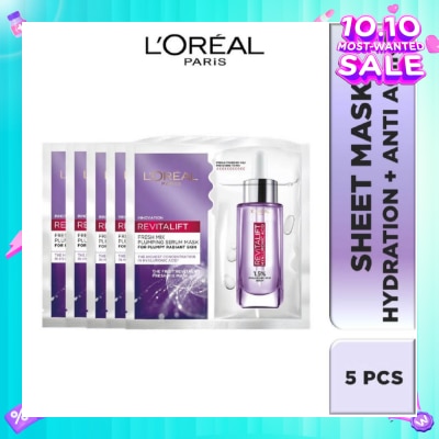 L'OREAL PARIS SKINCARE L'oreal Paris Revitalift Hyaluronic Acid Plumping Fresh Mix Serum Mask Sheets 5s