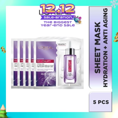 L'OREAL PARIS SKINCARE L'oreal Paris Revitalift Hyaluronic Acid Plumping Fresh Mix Serum Mask Sheets 5s