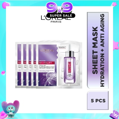 L'OREAL PARIS SKINCARE - L'oreal Paris Revitalift Hyaluronic Acid Plumping Fresh Mix Serum Mask Sheets 5s image