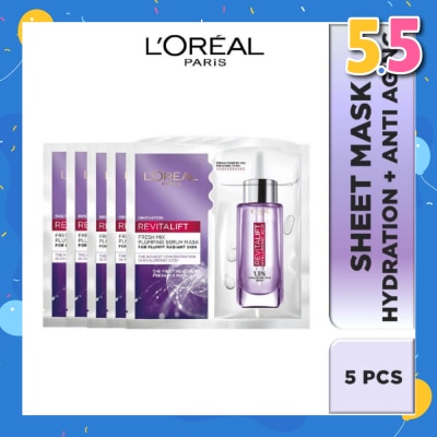 L'OREAL PARIS SKINCARE L'oreal Paris Revitalift Hyaluronic Acid Plumping Fresh Mix Serum Mask Sheets 5s