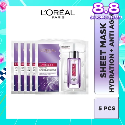 L'OREAL PARIS SKINCARE L'oreal Paris Revitalift Hyaluronic Acid Plumping Fresh Mix Serum Mask Sheets 5s