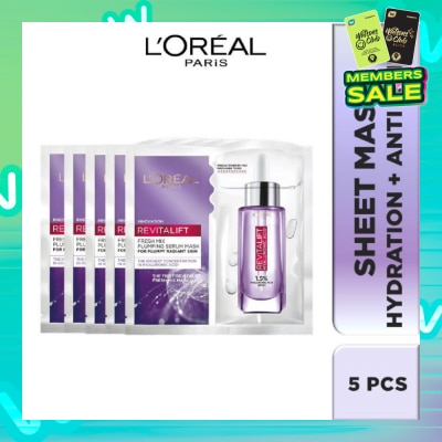 L'OREAL PARIS SKINCARE L'oreal Paris Revitalift Hyaluronic Acid Plumping Fresh Mix Serum Mask Sheets 5s