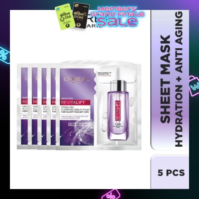 L'OREAL PARIS SKINCARE L'oreal Paris Revitalift Hyaluronic Acid Plumping Fresh Mix Serum Mask Sheets 5s
