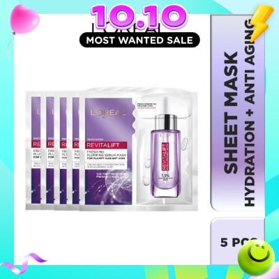 L'OREAL PARIS SKINCARE L'oreal Paris Revitalift Hyaluronic Acid Plumping Fresh Mix Serum Mask Sheets 5s image