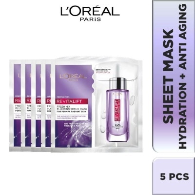 L'OREAL PARIS SKINCARE L'oreal Paris Revitalift Hyaluronic Acid Plumping Fresh Mix Serum Mask Sheets 5s