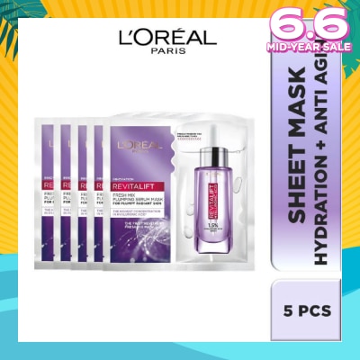L'OREAL PARIS SKINCARE L'oreal Paris Revitalift Hyaluronic Acid Plumping Fresh Mix Serum Mask Sheets 5s