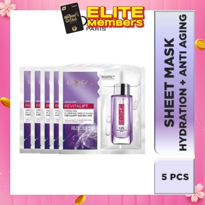 L'OREAL PARIS SKINCARE L'oreal Paris Revitalift Hyaluronic Acid Plumping Fresh Mix Serum Mask Sheets 5s