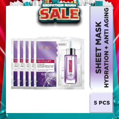 L'OREAL PARIS SKINCARE - L'oreal Paris Revitalift Hyaluronic Acid Plumping Fresh Mix Serum Mask Sheets 5s